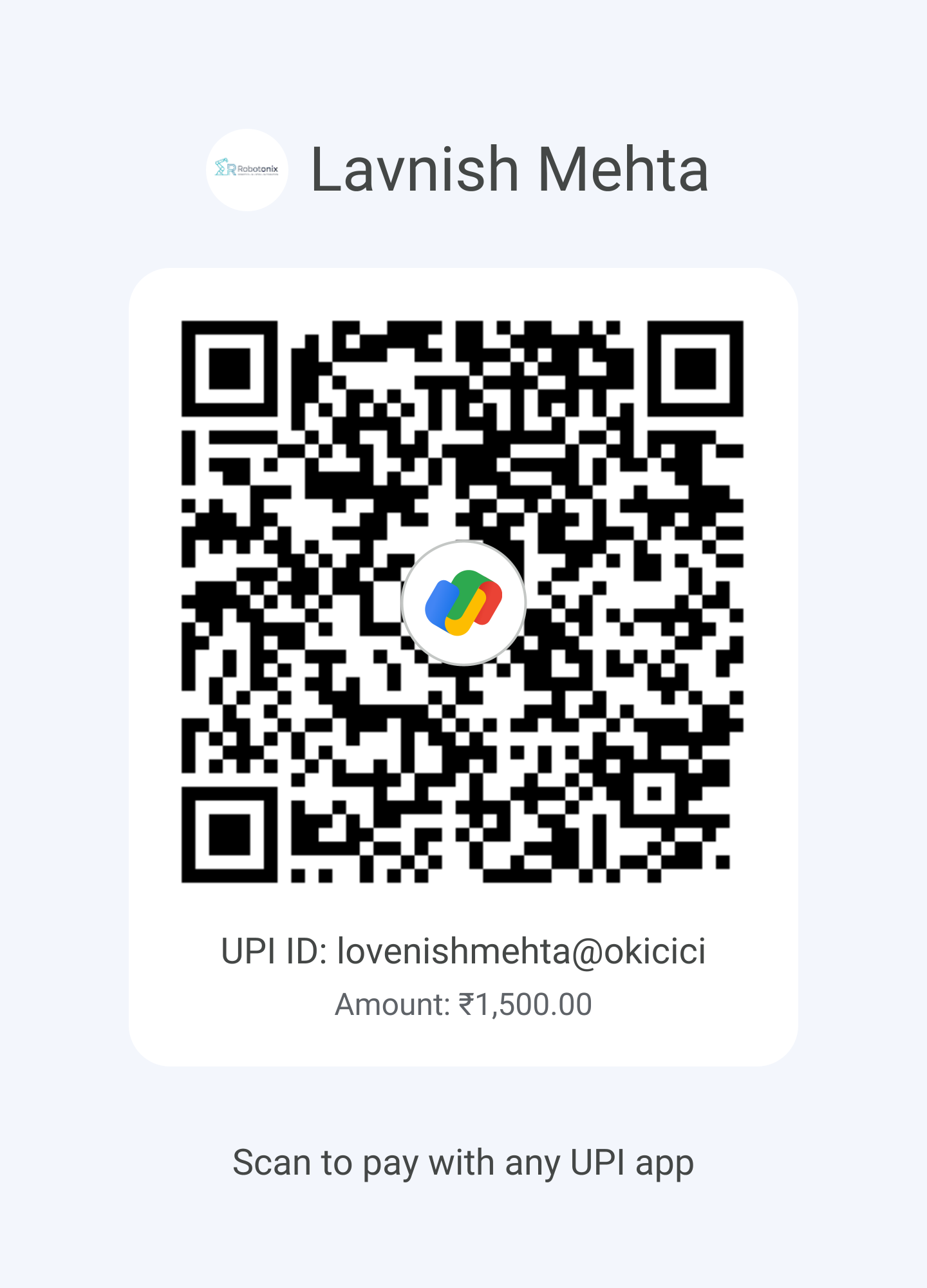 UPI QR Code - Scan to Pay 1500